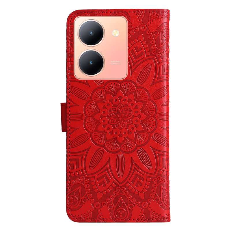 For vivo Y36 4G / 5G Foreign Embossed Sunflower Leather Phone Case(Purple)