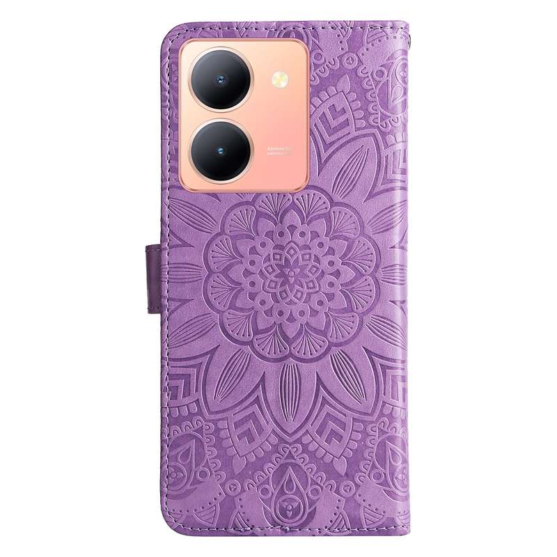 For vivo Y36 4G / 5G Foreign Embossed Sunflower Leather Phone Case(Purple)