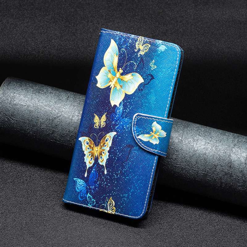 For iPhone 16 Pro Max Colored Drawing Pattern Flip Leather Phone Case(Gold Butterfly)