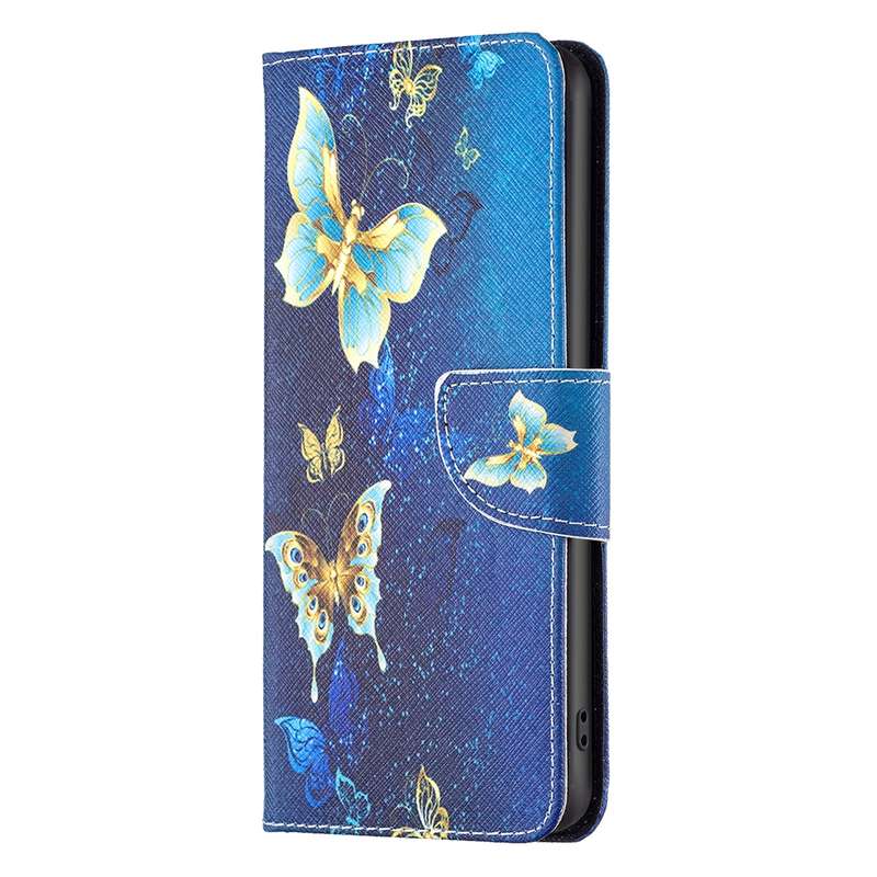 For iPhone 16 Pro Max Colored Drawing Pattern Flip Leather Phone Case(Gold Butterfly)