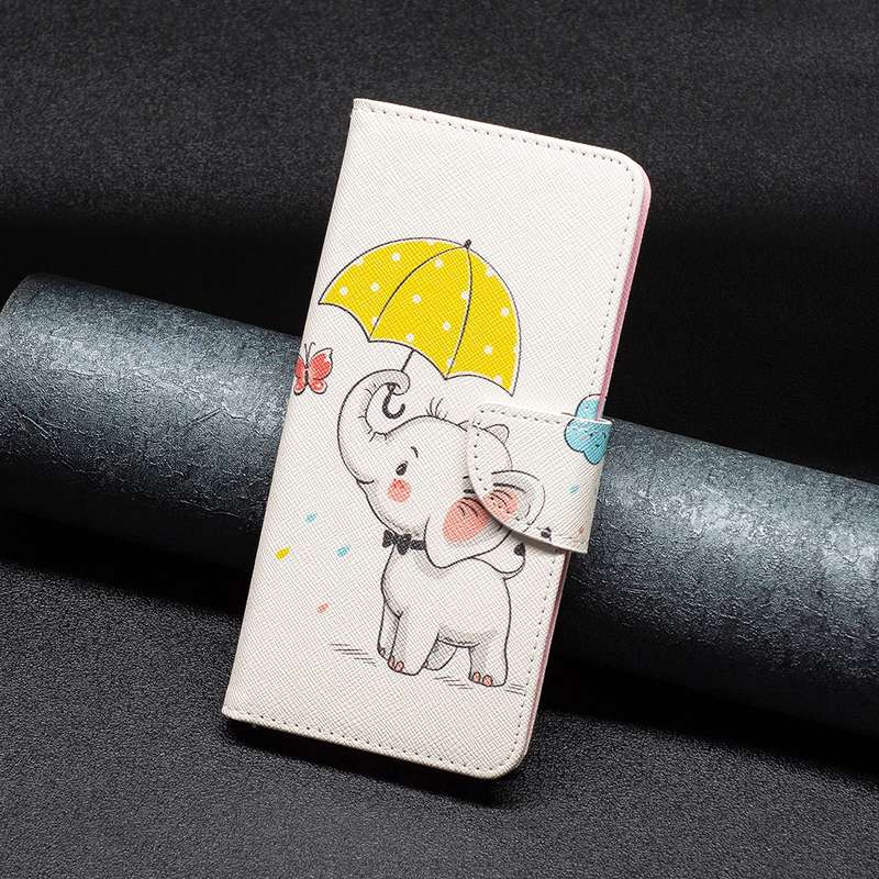 For iPhone 16 Pro Colored Drawing Pattern Flip Leather Phone Case(Umbrella Elephant)