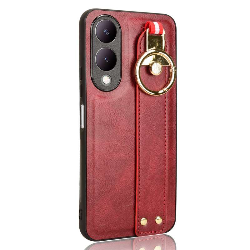 For vivo Y17s 4G Wristband Leather Back Phone Case(Green)