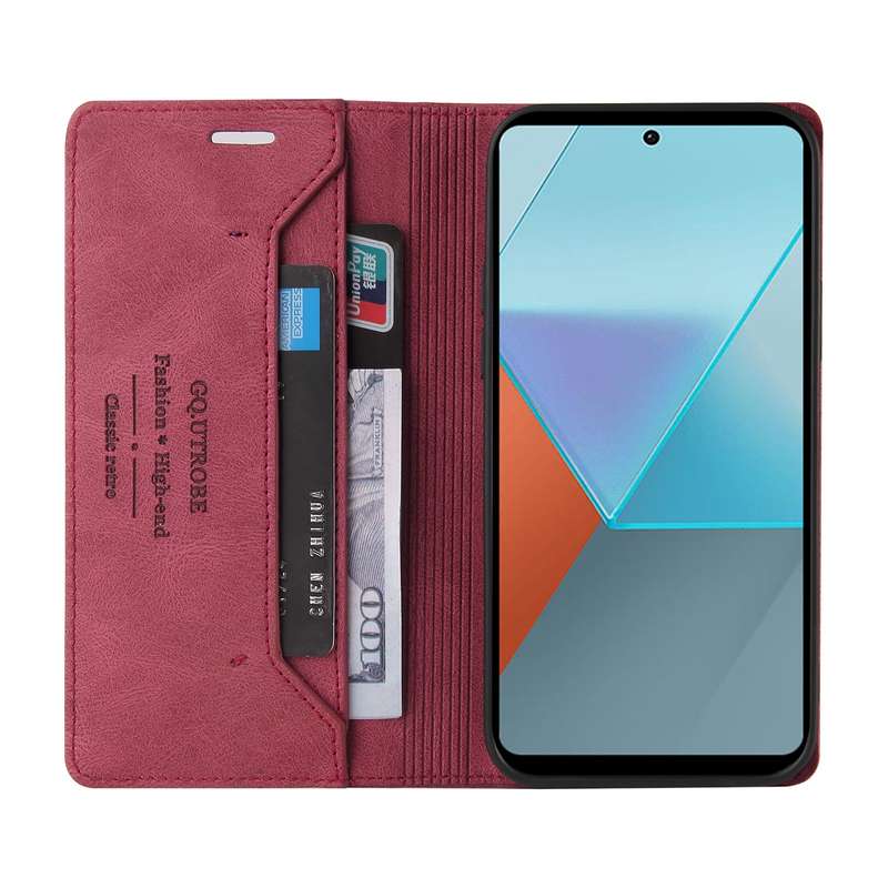 For Xiaomi Redmi Note 13 Pro 5G Skin Feel Anti-theft Brush Horizontal Flip Leather Case with Holder(