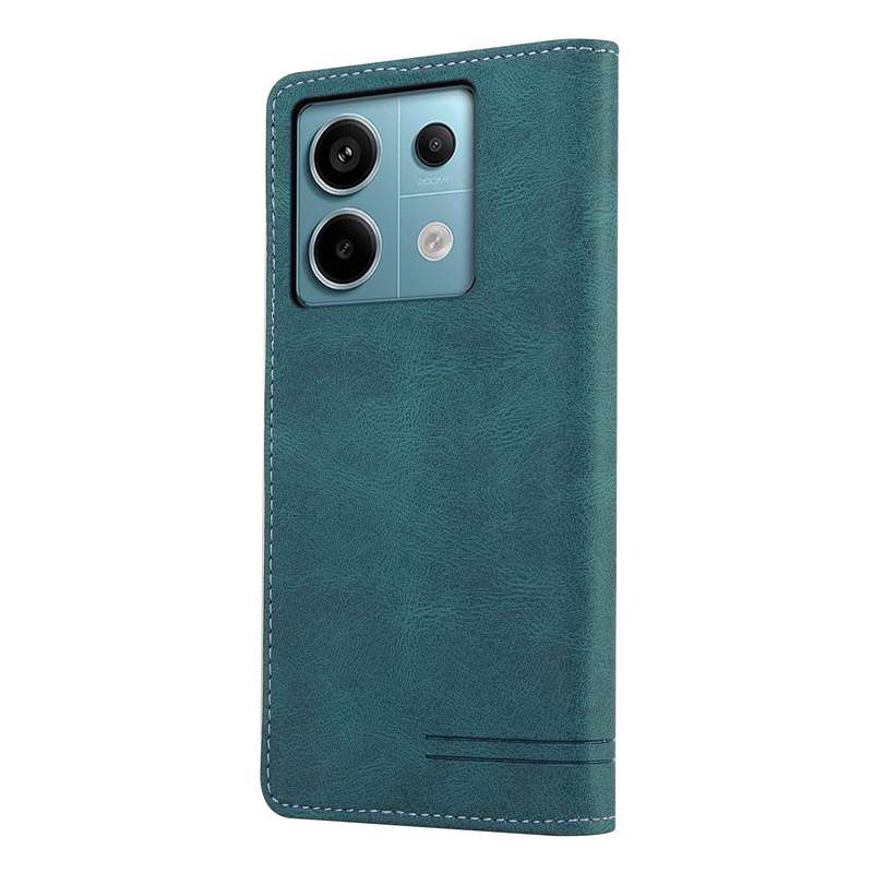 For Xiaomi Redmi Note 13 Pro 5G Skin Feel Anti-theft Brush Horizontal Flip Leather Case with Holder(