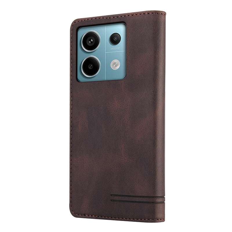 For Xiaomi Redmi Note 13 Pro 5G Skin Feel Anti-theft Brush Horizontal Flip Leather Case with Holder(