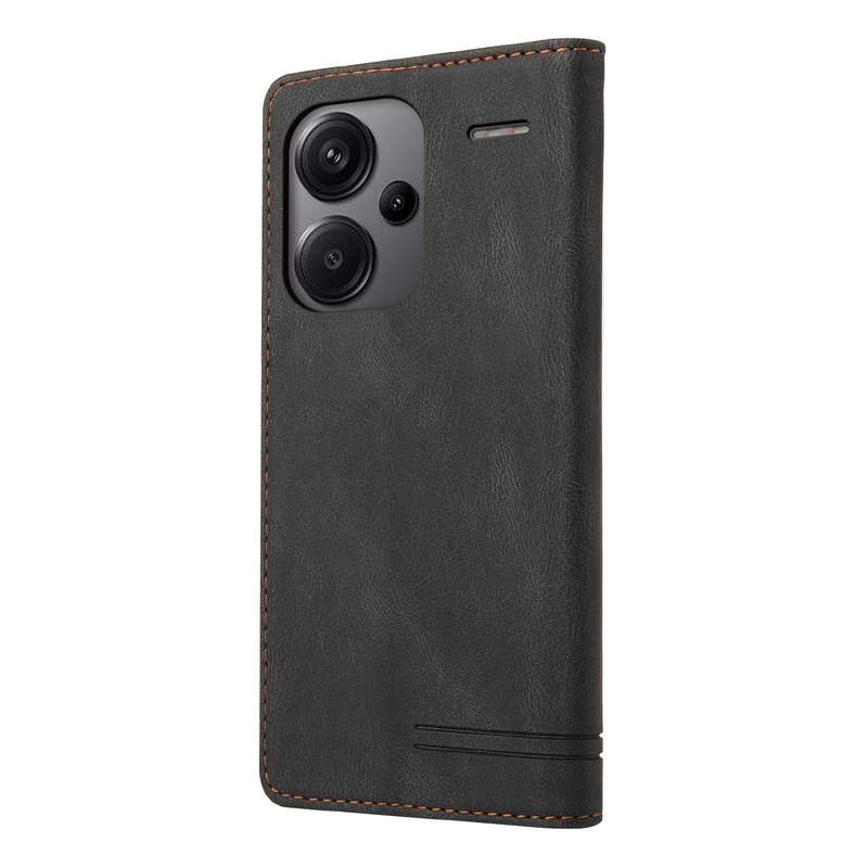 For Xiaomi Redmi Note 13 Pro+ Skin Feel Anti-theft Brush Horizontal Flip Leather Case with Holder(Bl