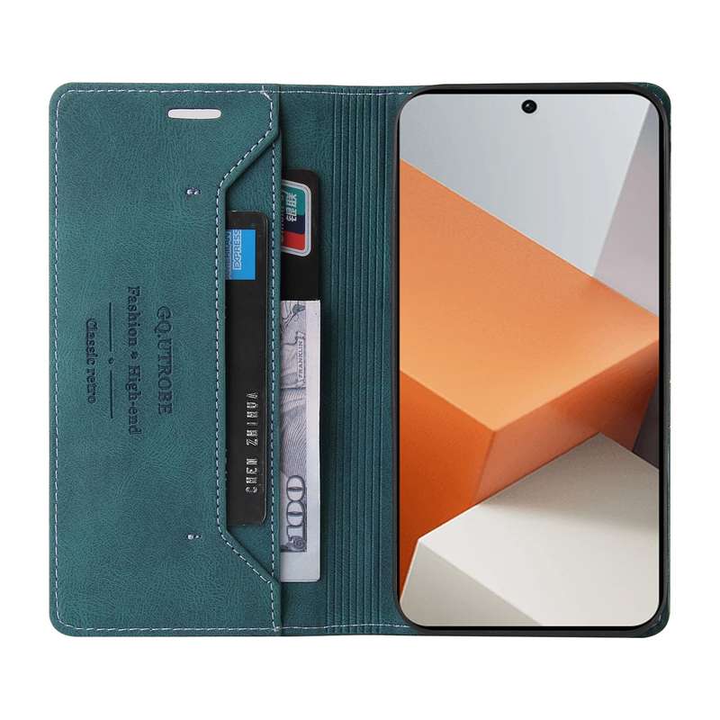 For Xiaomi Redmi Note 13 Pro 5G Skin Feel Anti-theft Brush Horizontal Flip Leather Case with Holder(