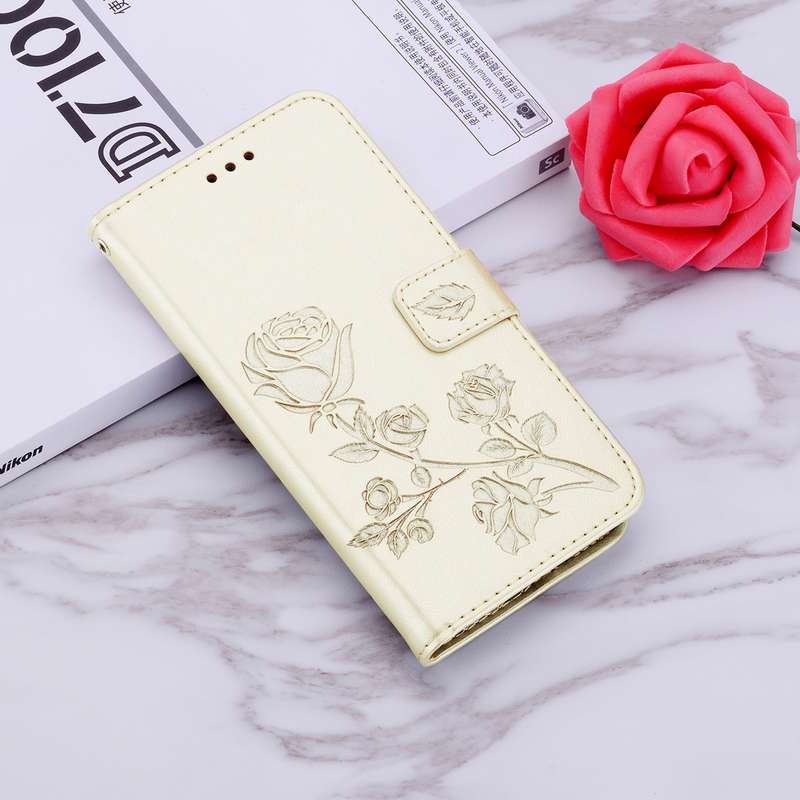 For Samsung Galaxy S24 Ultra Rose Embossed Flip PU Leather Phone Case(Gold)