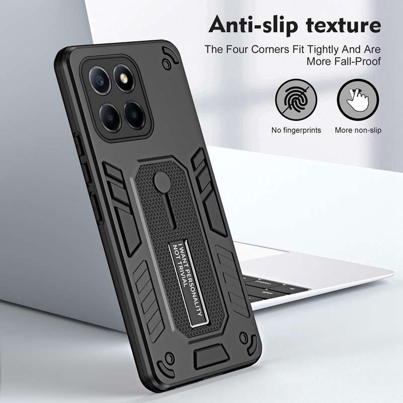 For Honor X6 / X6s / X8 5G Variety Brave Armor Finger Loop Holder Phone Case(Black)