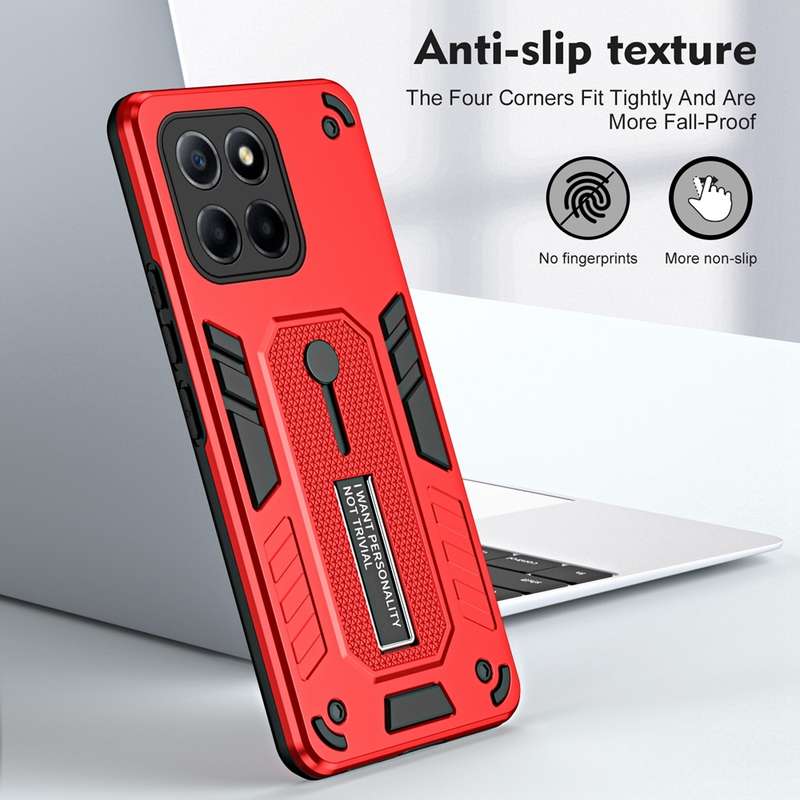 For Honor X6 / X6s / X8 5G Variety Brave Armor Finger Loop Holder Phone Case(Black)