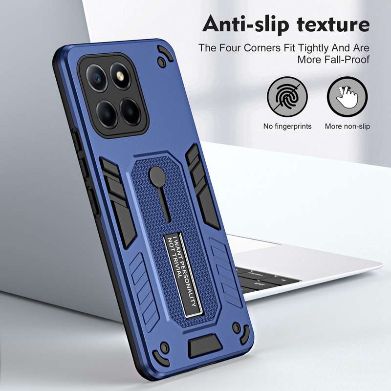 For Honor X6 / X6s / X8 5G Variety Brave Armor Finger Loop Holder Phone Case(Black)