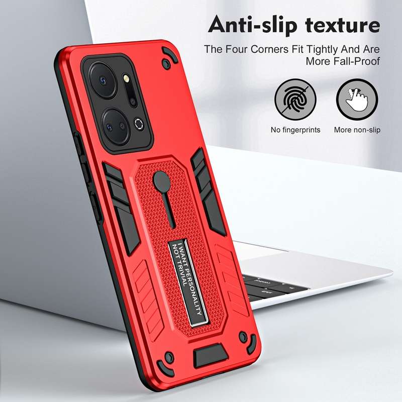 For Honor X7a 2023 Variety Brave Armor Finger Loop Holder Phone Case(Black)