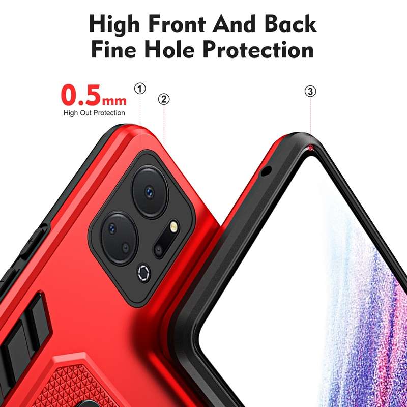 For Honor X7a 2023 Variety Brave Armor Finger Loop Holder Phone Case(Black)