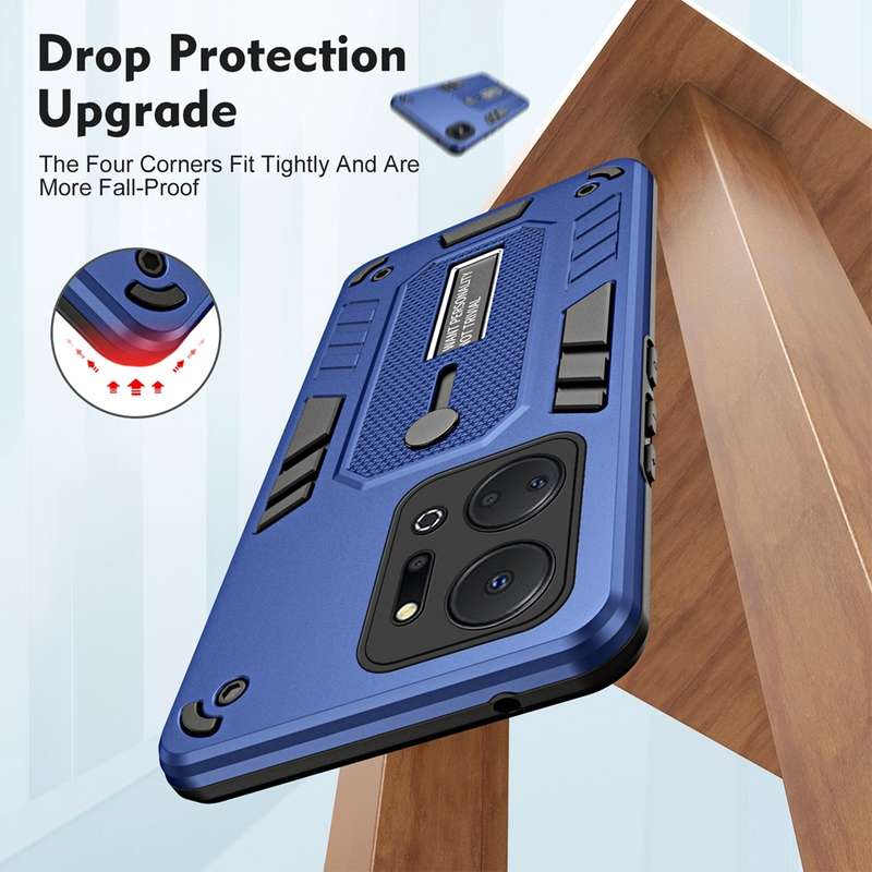 For Honor X7a 2023 Variety Brave Armor Finger Loop Holder Phone Case(Black)