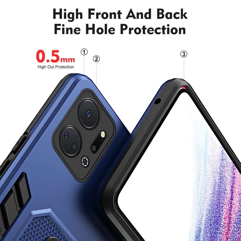 For Honor X7a 2023 Variety Brave Armor Finger Loop Holder Phone Case(Black)