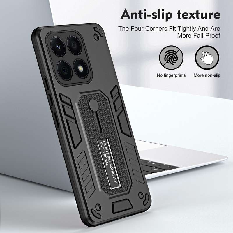 For Honor X8a 2023 Variety Brave Armor Finger Loop Holder Phone Case(Blue)