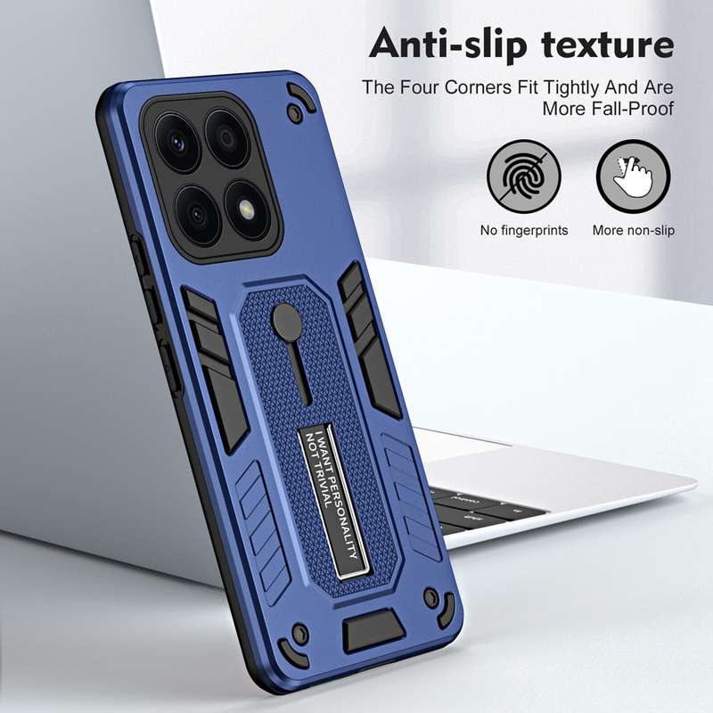 For Honor X8a 2023 Variety Brave Armor Finger Loop Holder Phone Case(Blue)
