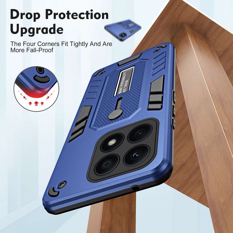 For Honor X8a 2023 Variety Brave Armor Finger Loop Holder Phone Case(Blue)