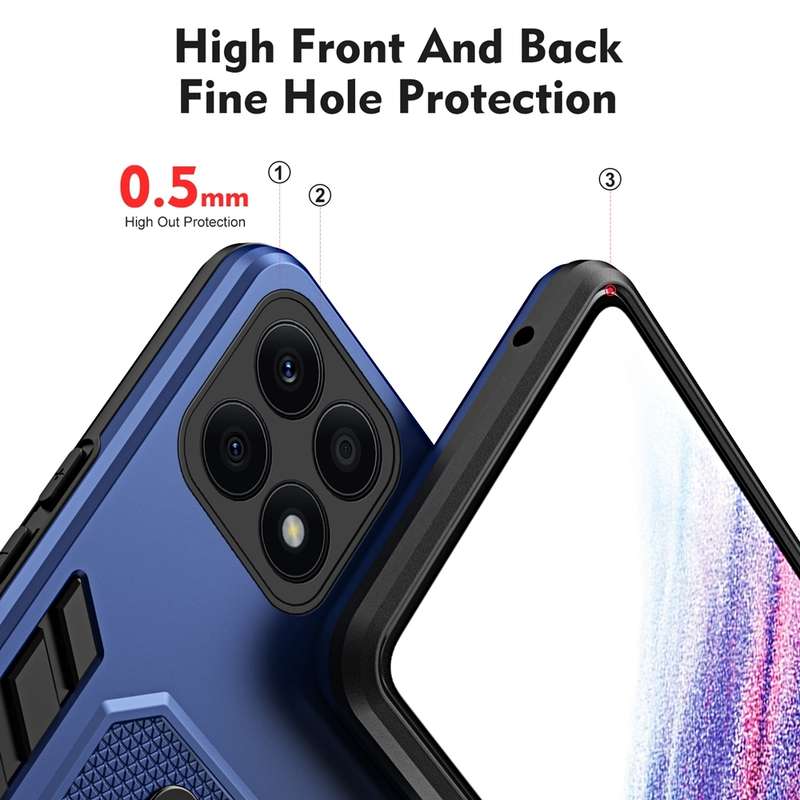 For Honor X7a 2023 Variety Brave Armor Finger Loop Holder Phone Case(Black)