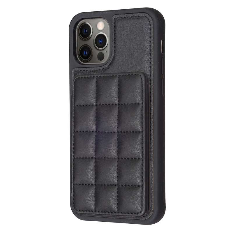 For iPhone 11 Grid Card Slot Holder Phone Case(Black)