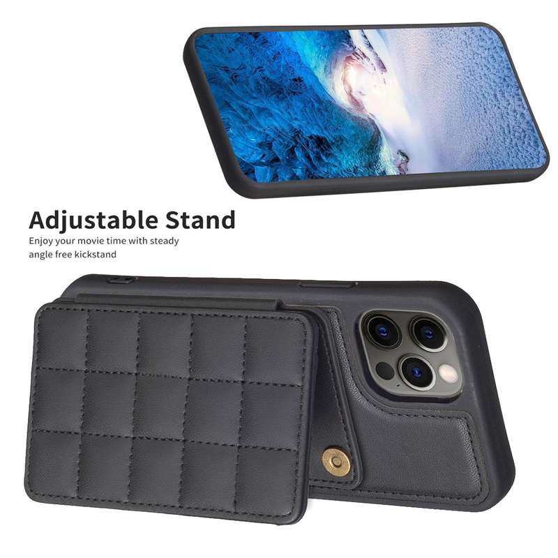 For iPhone 11 Grid Card Slot Holder Phone Case(Black)