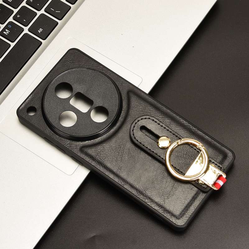 For OPPO Find X7 Ultra Wristband Leather Back Phone Case(Black)
