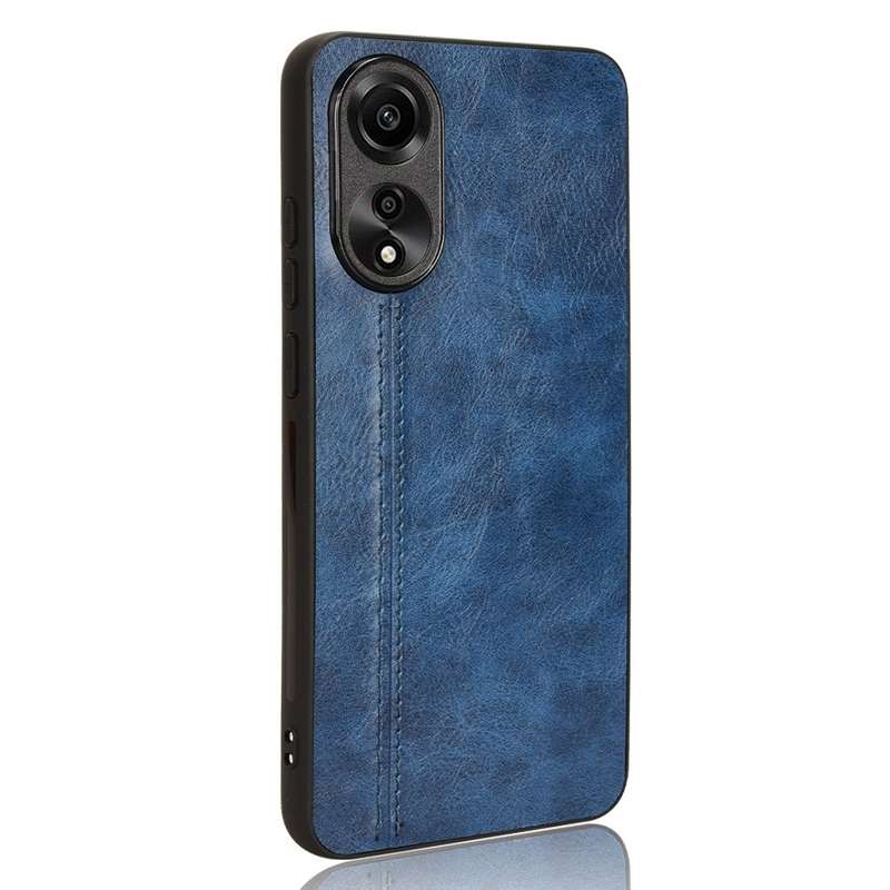 For OPPO A78 4G Cow Pattern Sewing Back Cover Phone Case(Blue)