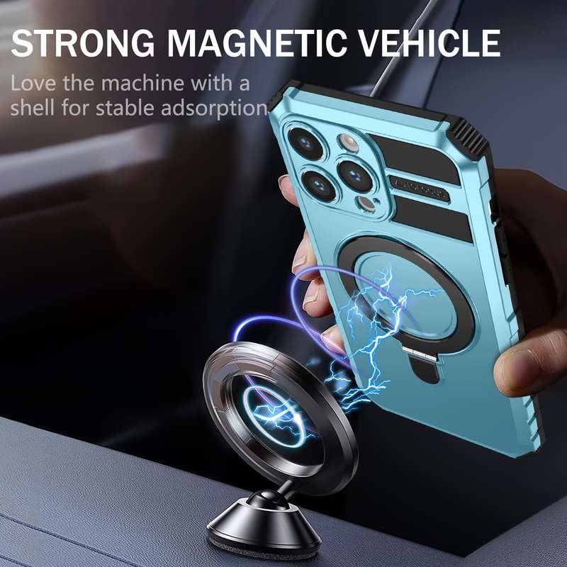 For iPhone 15 Pro MagSafe Magnetic Holder Phone Case(Green)