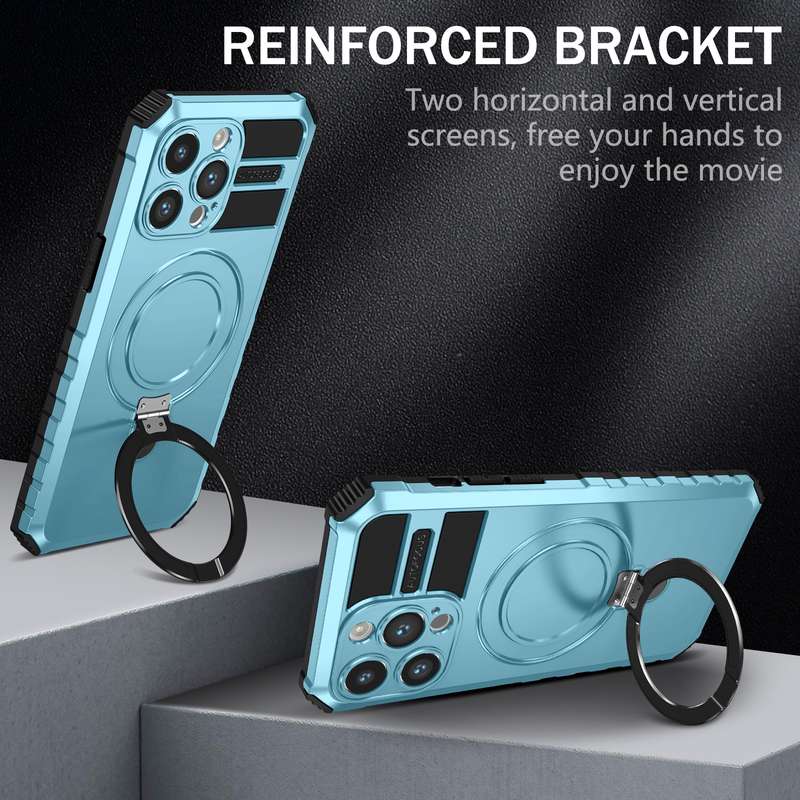 For iPhone 15 Pro MagSafe Magnetic Holder Phone Case(Green)