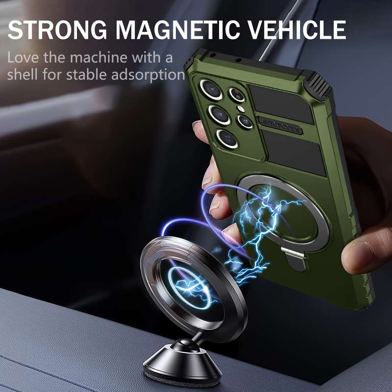 For Samsung Galaxy S21 Ultra 5G MagSafe Magnetic Holder Phone Case(Green)