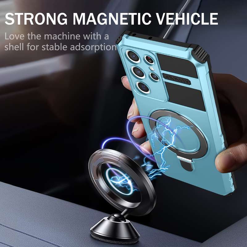 For Samsung Galaxy S21 Ultra 5G MagSafe Magnetic Holder Phone Case(Green)
