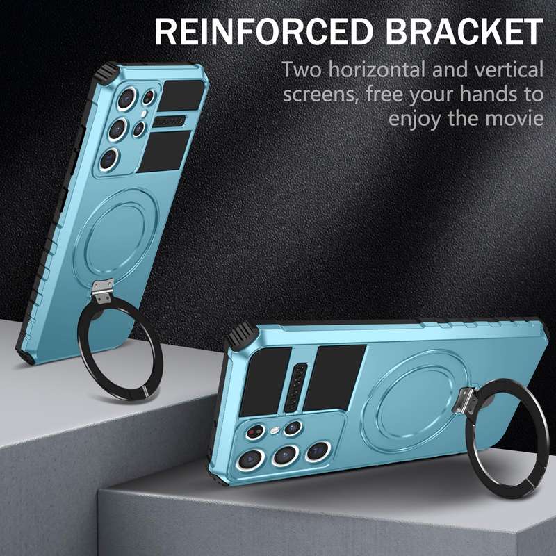 For Samsung Galaxy S21 Ultra 5G MagSafe Magnetic Holder Phone Case(Green)