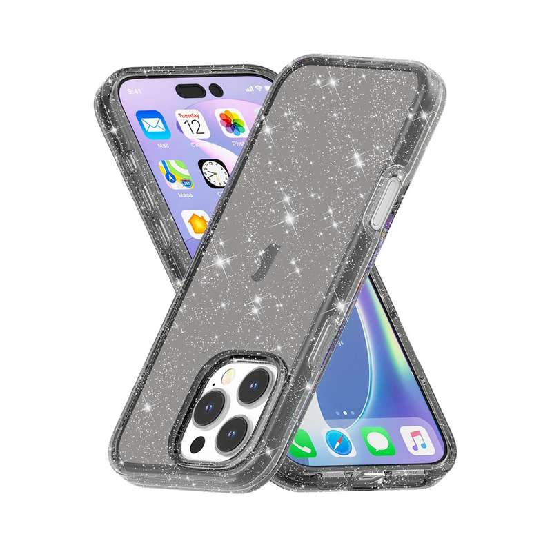 For iPhone 16 Pro Max Shockproof Terminator Glitter Powder Phone Case(Black)
