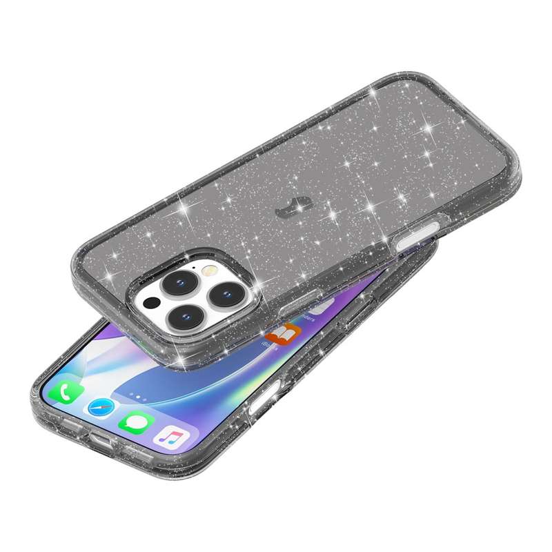 For iPhone 16 Pro Max Shockproof Terminator Glitter Powder Phone Case(Black)