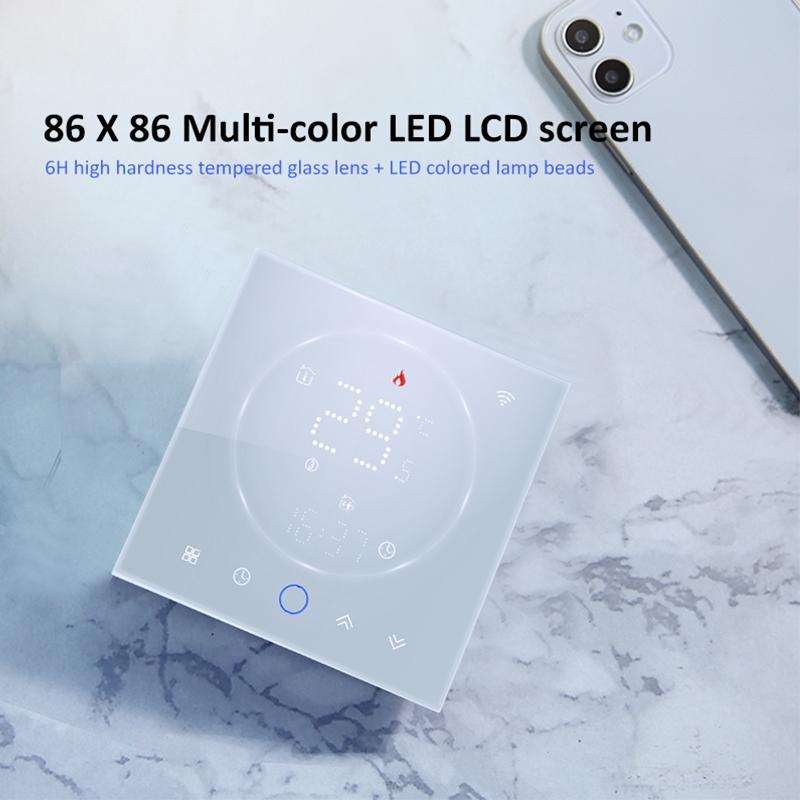 BHT-008GBL 95-240V AC 16A Smart Home Electric Heating LED Thermostat Without WiFi(Black)