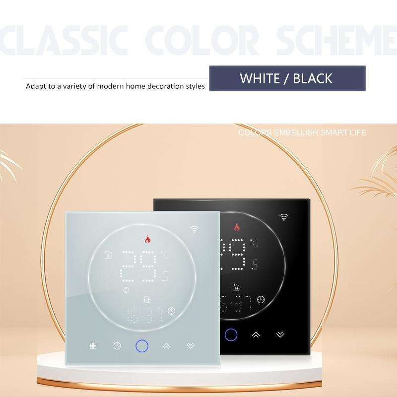 BHT-008GBL 95-240V AC 16A Smart Home Electric Heating LED Thermostat Without WiFi(Black)