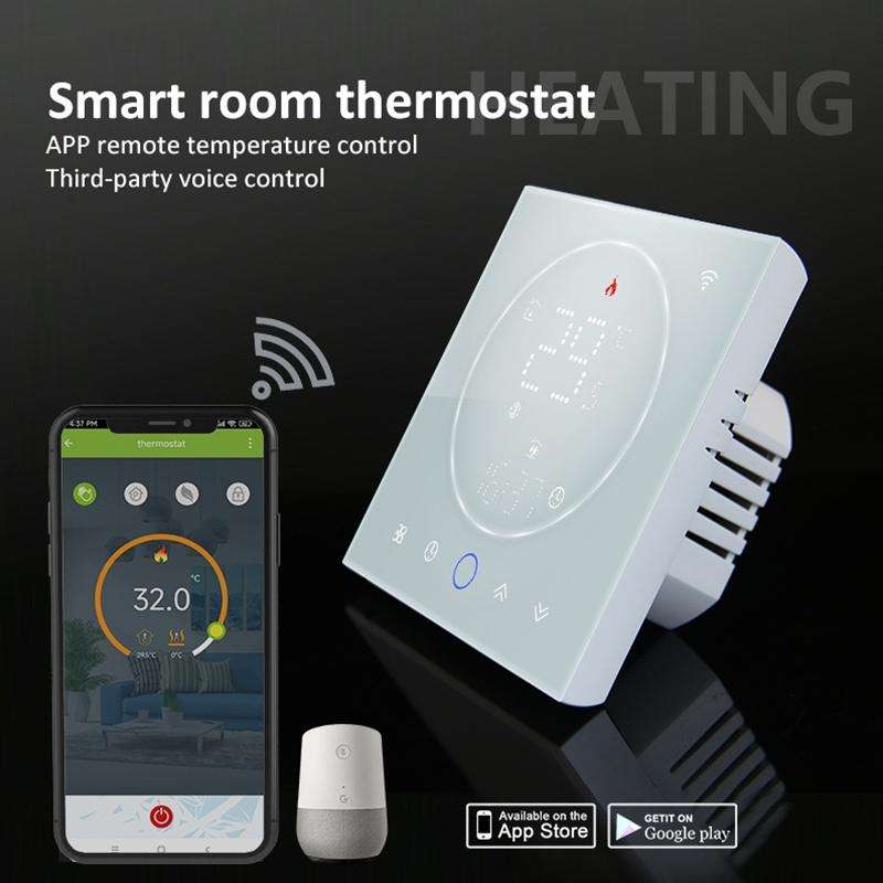 BHT-008GBL 95-240V AC 16A Smart Home Electric Heating LED Thermostat Without WiFi(Black)