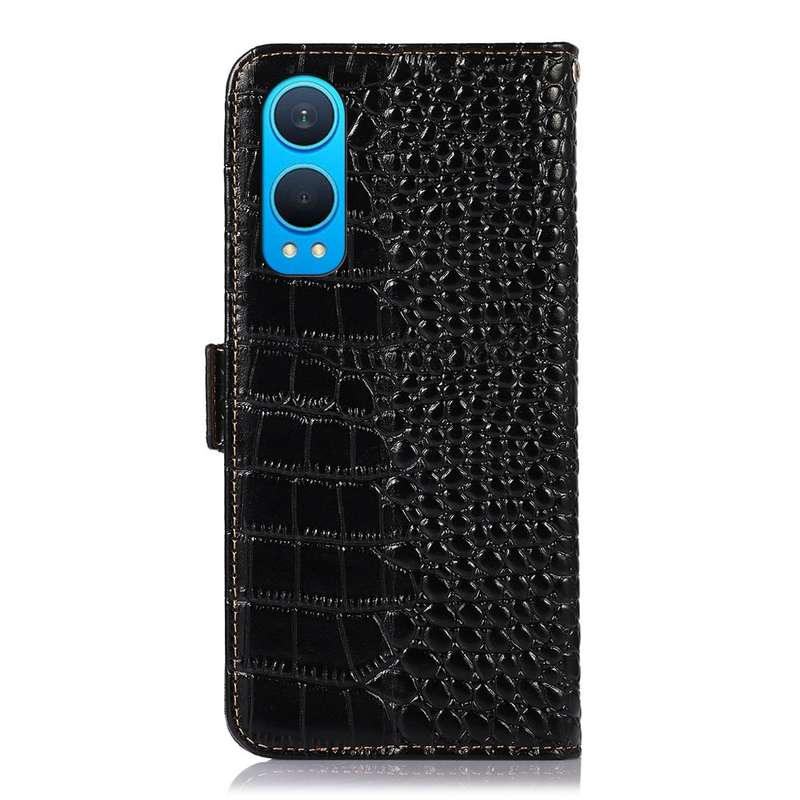 For OnePlus Nord CE4 Lite Crocodile Top Layer Cowhide Leather Phone Case(Black)