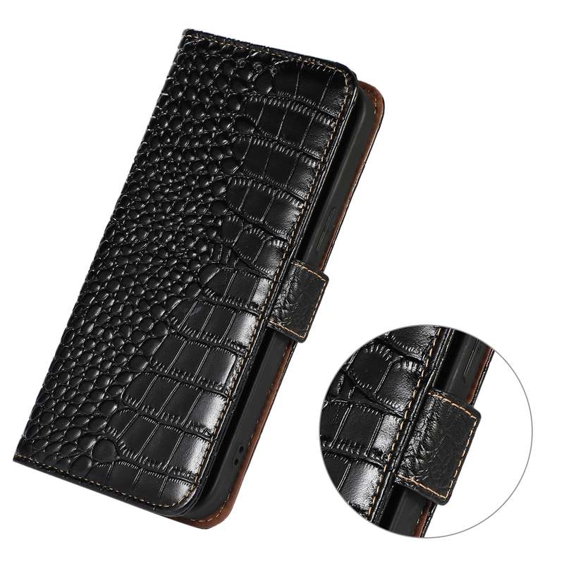 For OnePlus Nord CE4 Lite Crocodile Top Layer Cowhide Leather Phone Case(Black)