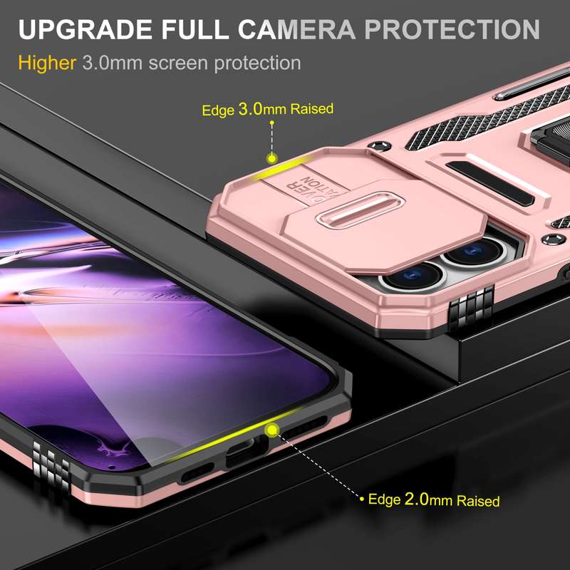 For iPhone 16 Plus Armor PC + TPU Camera Shield Phone Case(Rose Gold)