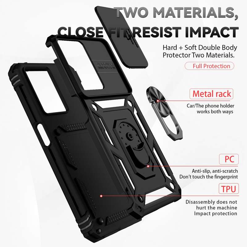 For OPPO A57 Sliding Camshield Holder Phone Case(Black)