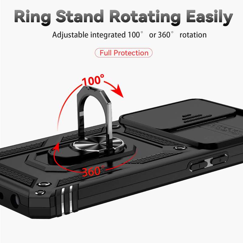 For OPPO A57 Sliding Camshield Holder Phone Case(Black)