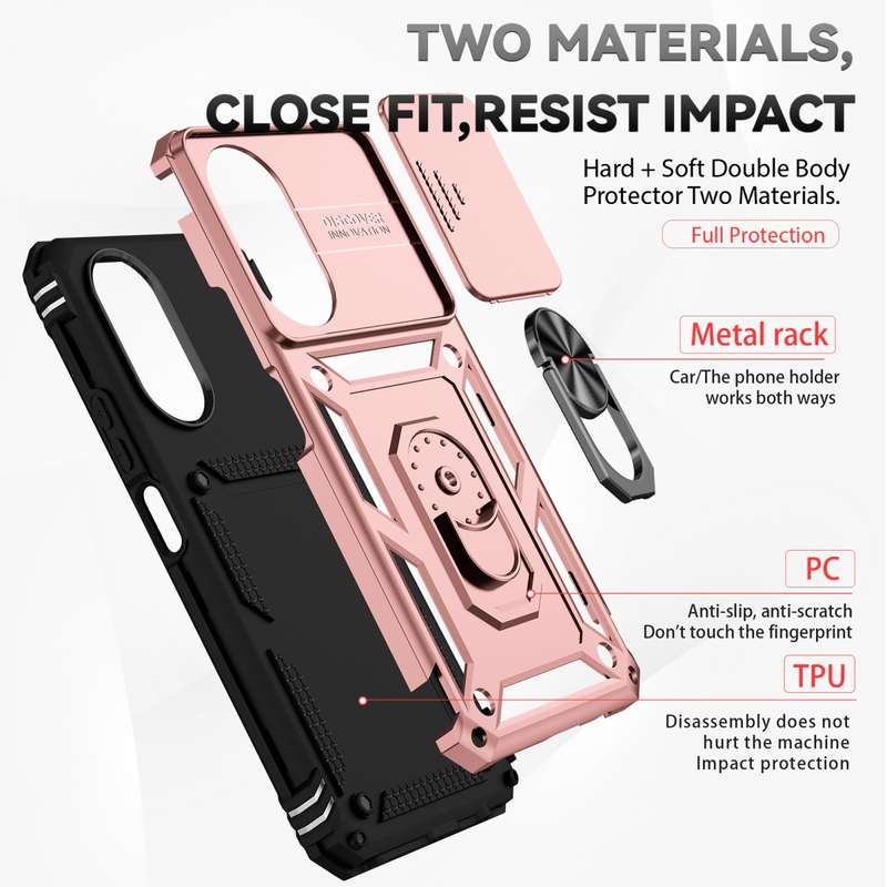 For Honor X7 Sliding Camshield Holder Phone Case(Dark Green)