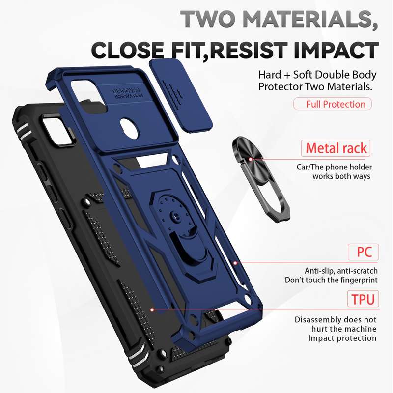 For Samsung Galaxy A03 Sliding Camshield Holder Phone Case(Black)