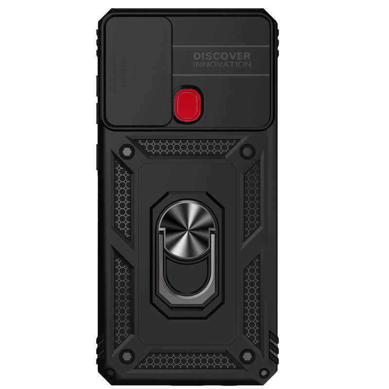For Samsung Galaxy A21s Sliding Camshield Holder Phone Case(Black)
