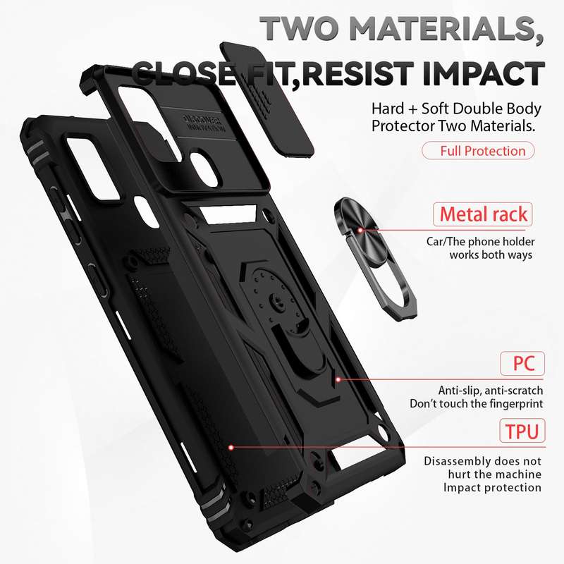 For Samsung Galaxy A21s Sliding Camshield Holder Phone Case(Black)