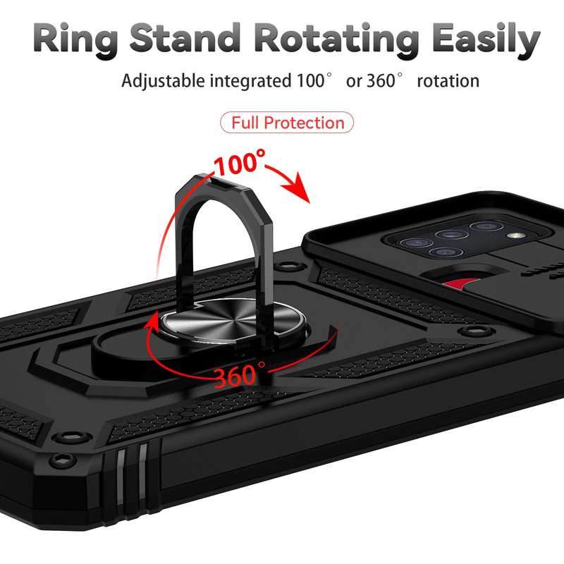 For Samsung Galaxy A21s Sliding Camshield Holder Phone Case(Black)