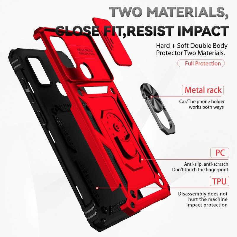 For Samsung Galaxy A21s Sliding Camshield Holder Phone Case(Silver)