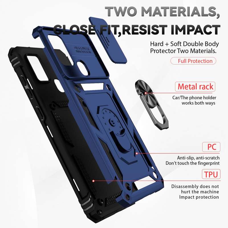 For Samsung Galaxy A21s Sliding Camshield Holder Phone Case(Silver)