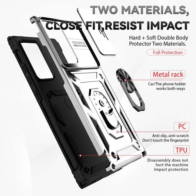For Samsung Galaxy Note20 Ultra Sliding Camshield Holder Phone Case(Black)